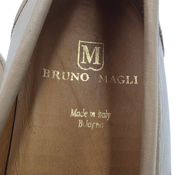NEW Vintage Bruno Magli Italy Tan Leather Dress Shoes Men 12M Moc Buckle Loafers main image 11